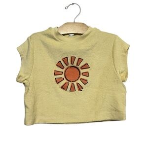 Loud Apparel Kids Yellow Sun Graphic Crop Terry Top Size 5